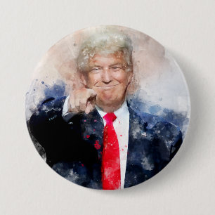 Donald Trump pointing portrait watercolor 7.5 Cm Round Badge