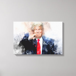 Donald Trump pointing portrait watercolor Canvas Print