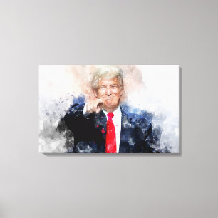 Donald Trump pointing portrait watercolor Canvas Print