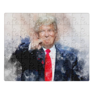 Donald Trump pointing portrait watercolor Jigsaw Puzzle