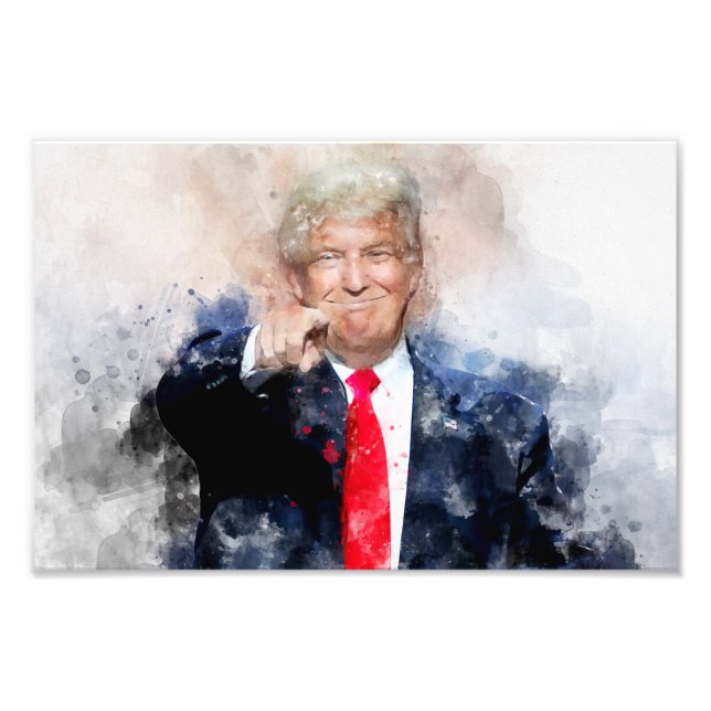 Donald Trump pointing portrait watercolor Photo Print (Front)