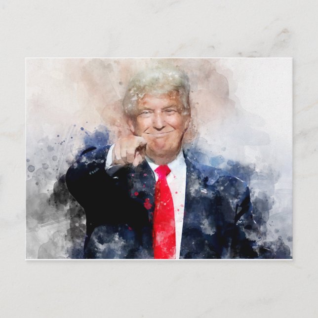 Donald Trump pointing portrait watercolor Postcard (Front)