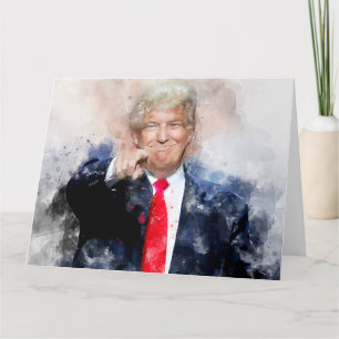 Donald Trump pointing portrait watercolor Thank You Card