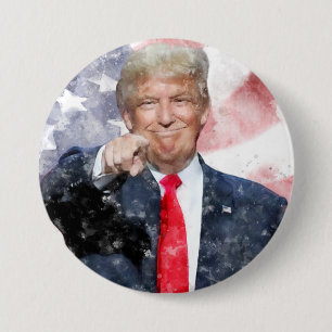 Donald Trump pointing with American flag 7.5 Cm Round Badge