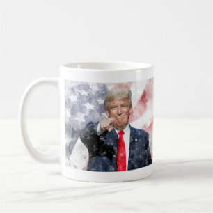 Donald Trump pointing with American flag Coffee Mug