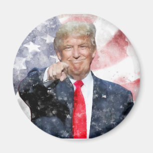 Donald Trump pointing with American flag Magnet