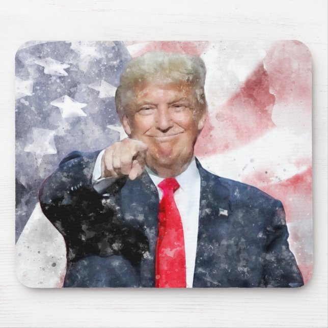 Donald Trump pointing with American flag Mouse Mat (Front)