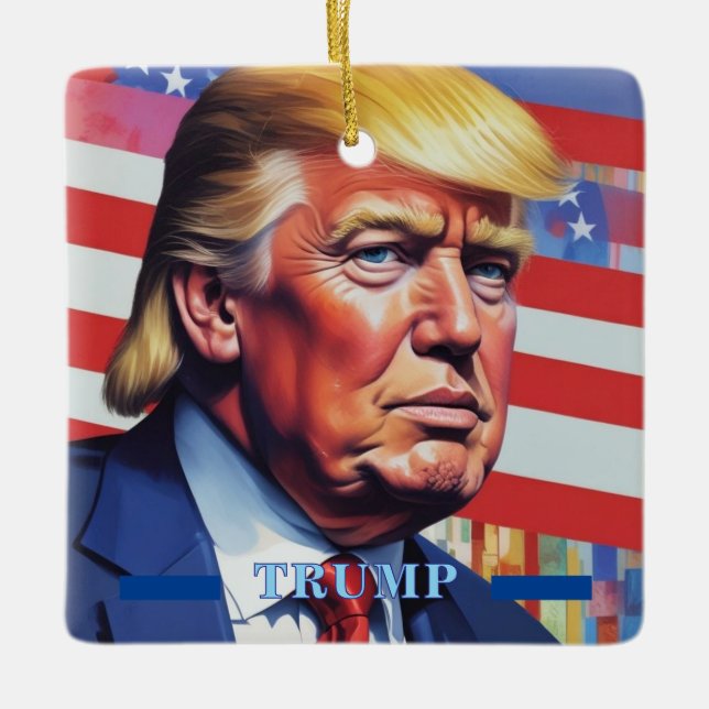 Donald Trump Pop Art Ceramic Ornament (Front)