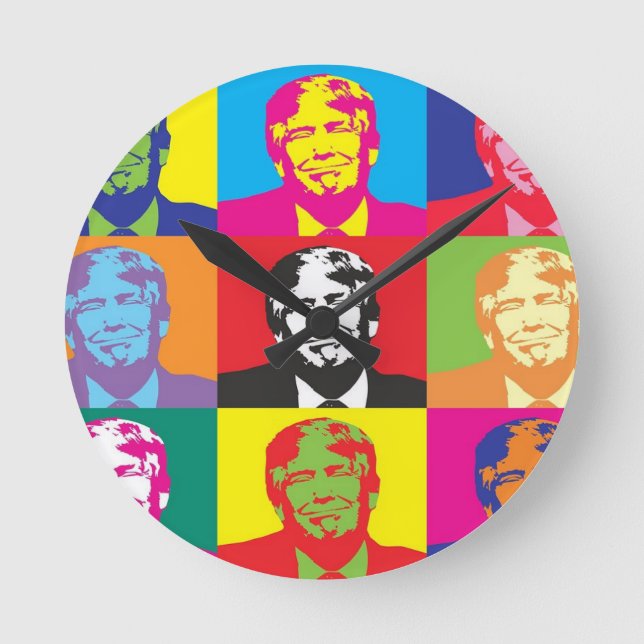 Donald Trump Pop Art Round Clock (Front)