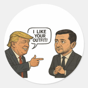 Donald Trump Praises Zelensky’s Formal Suit Classic Round Sticker