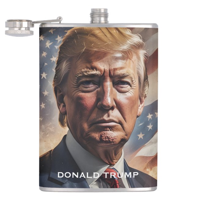 Donald Trump Presdent Portrait Hip Flask (Opened)