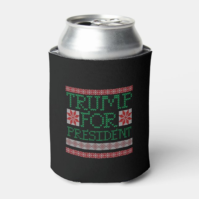 Donald Trump President 2016 Ugly Holiday Sweater Can Cooler (Can Front)
