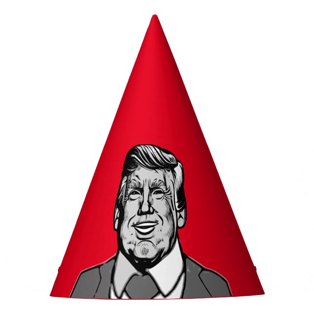 DONALD TRUMP PRESIDENT CARTOON PARTY HAT (Front)