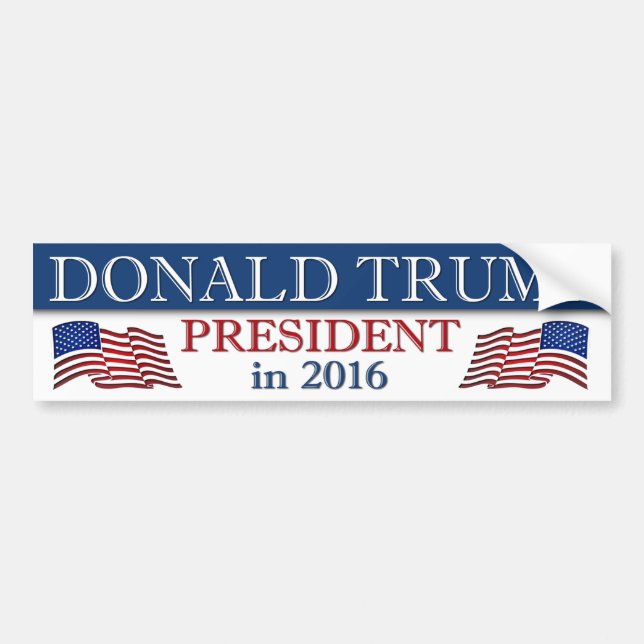 Donald Trump President in 2016 Patriotic Bumper Sticker (Front)