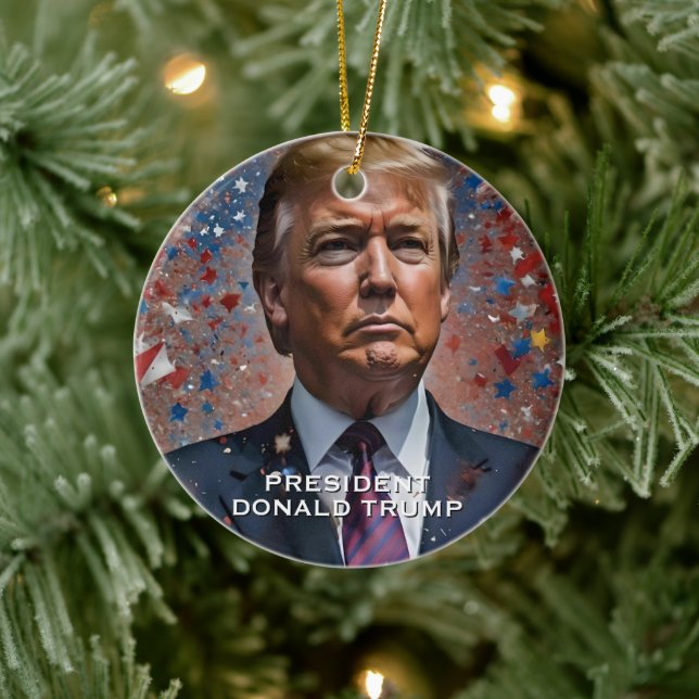 Donald Trump President Modern Portrait Ceramic Tree Decoration (Tree)