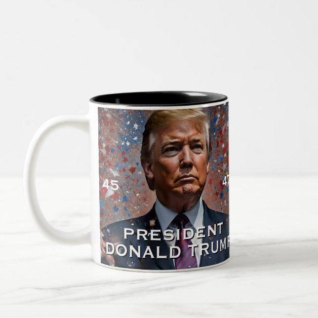 Donald Trump President Modern Portrait Two-Tone Coffee Mug (Left)