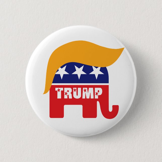 Donald Trump Republican Elephant Hair Logo 6 Cm Round Badge (Front)