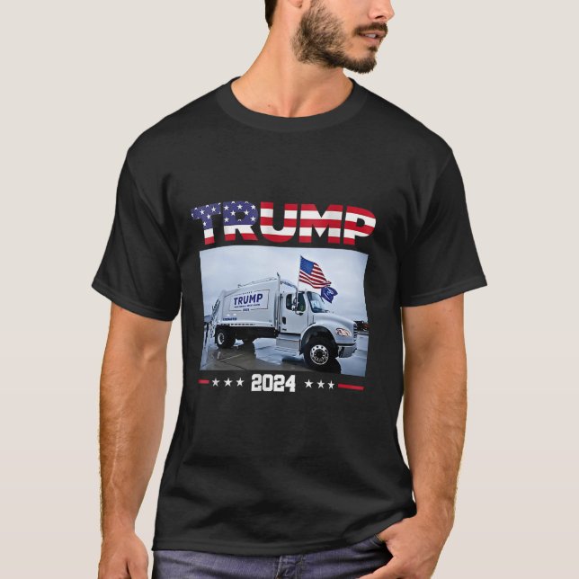 Donald Trump Rides Garbage Truck Garbage Truck Tru T-Shirt (Front)