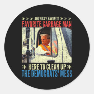 Donald Trump Rides In Garbage Truck  Classic Round Sticker