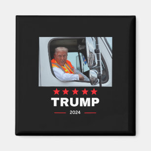 Donald Trump Rides In Garbage Truck  Magnet