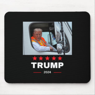 Donald Trump Rides In Garbage Truck Mouse Mat