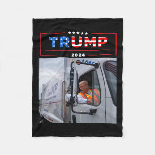 Donald Trump Rides In Garbage Truck Shirt Garbage  Fleece Blanket
