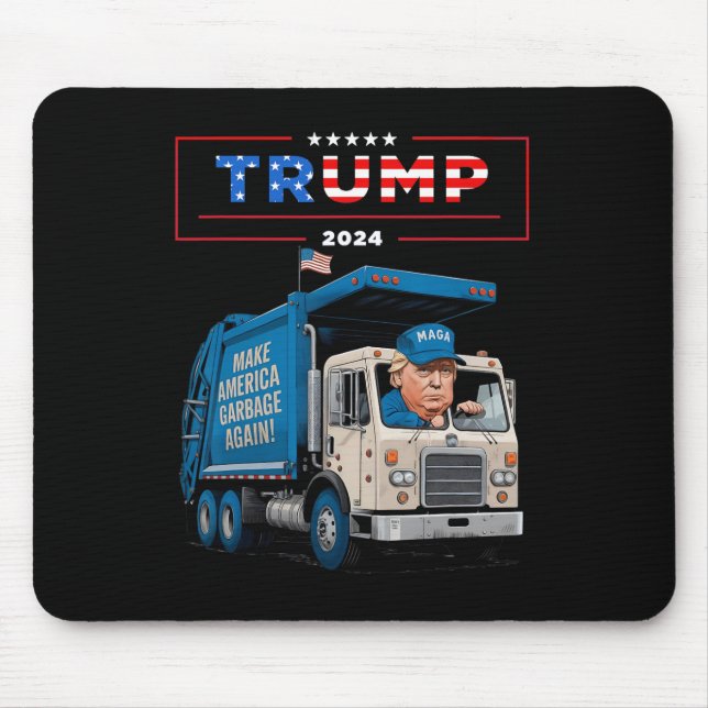 Donald Trump Rides In Garbage Truck Shirt Garbage  Mouse Mat (Front)