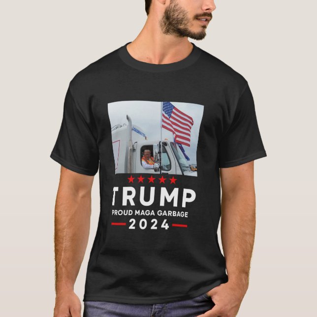 Donald Trump rides in garbage truck T-Shirt (Front)