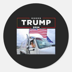 Donald Trump Rides In Garge Truck Shirt Garge Tee  Classic Round Sticker