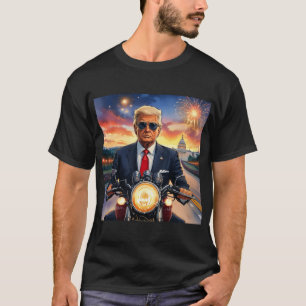 Donald Trump Riding Motorcycle US Capitol Firework T-Shirt