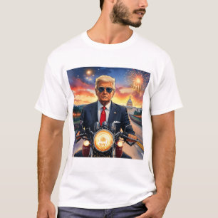 Donald Trump Riding Motorcycle US Capitol Firework T-Shirt