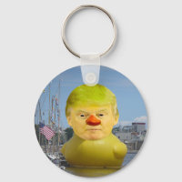Donald Trump Rubber Yellow Duck Button Keychain