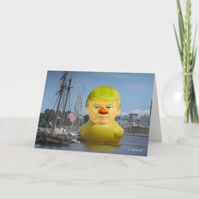 Donald Trump Rubber Yellow Duck Greeting Card (Front)