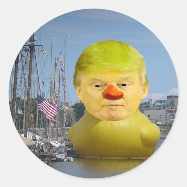 Donald Trump Rubber Yellow Duck Round Sticker (Front)