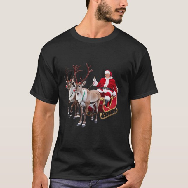 Donald Trump Santa Claus Sleigh Christmas Xmas USA T-Shirt (Front)