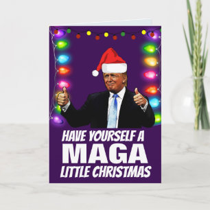 DONALD TRUMP SANTA HAT MAGA Christmas GREETING Holiday Card