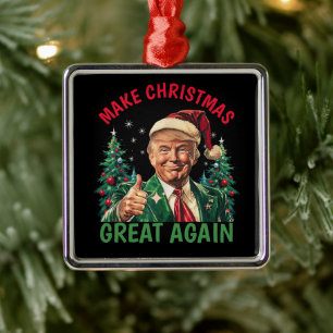 Donald Trump Santa hat Make Christmas Great Again Metal Tree Decoration