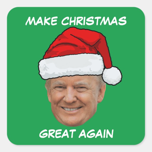 Donald Trump Santa hat Make Christmas Great Again Square Sticker (Front)