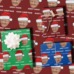 Donald Trump Santa hat Make Christmas Great Again Wrapping Paper Sheet