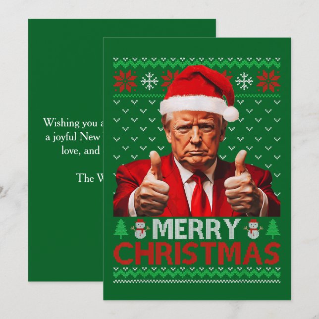 Donald Trump Santa Hat Merry Christmas Ugly Gift Holiday Card (Front/Back)