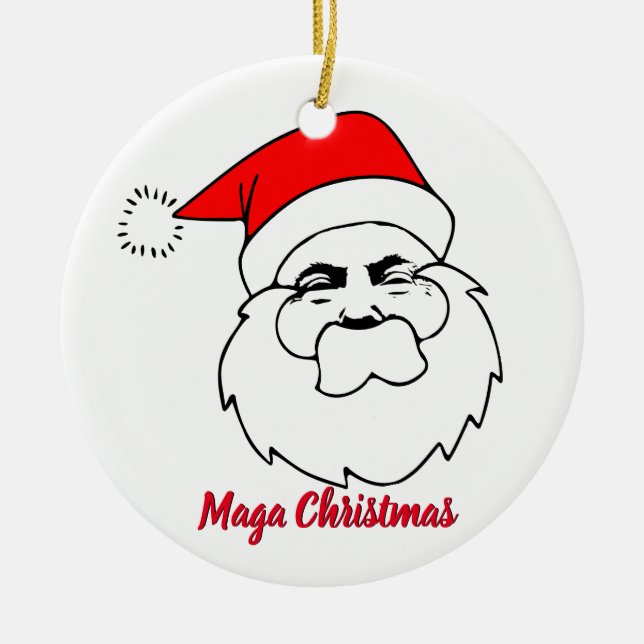 Donald Trump Santa Maga Christmas Ceramic Tree Decoration (Front)
