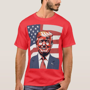 Donald Trump Sketch with Subtle Smile & American  T-Shirt