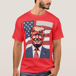 Donald Trump Sketch with Subtle Smile & American  T-Shirt