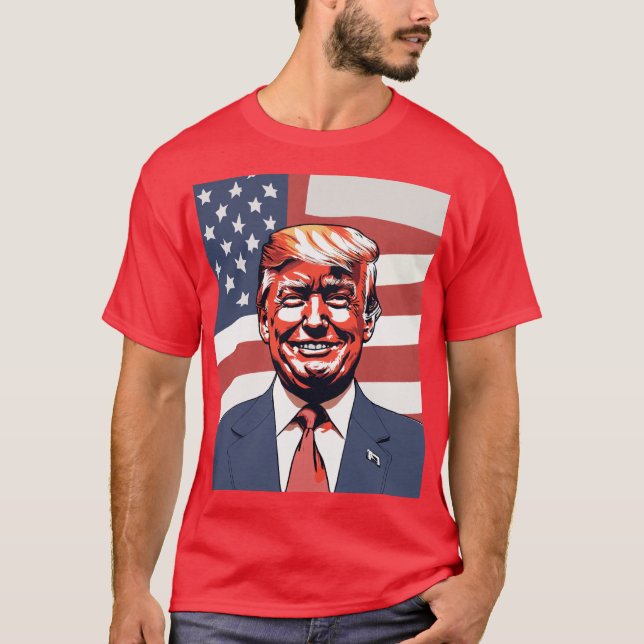 Donald Trump Sketch with Subtle Smile & American  T-Shirt (Front)