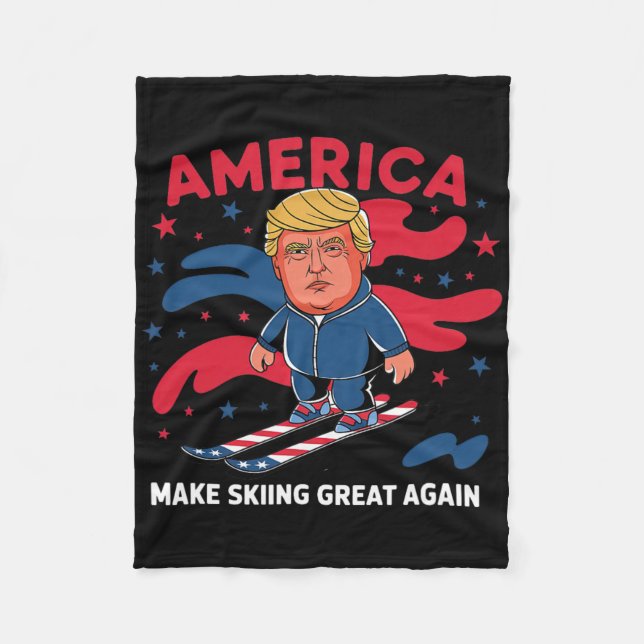Donald Trump Skiing America - Make Skiing Great Ag Fleece Blanket (Front)
