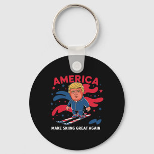 Donald Trump Skiing America - Make Skiing Great Ag Key Ring