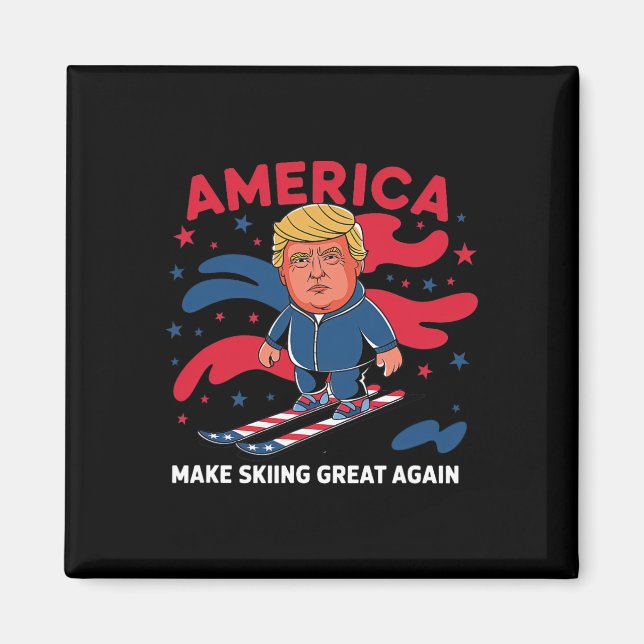 Donald Trump Skiing America - Make Skiing Great Ag Magnet (Front)