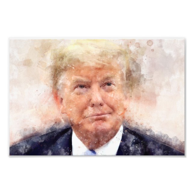 Donald Trump smiling portrait watercolor Photo Print (Front)