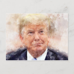 Donald Trump smiling portrait watercolor Postcard