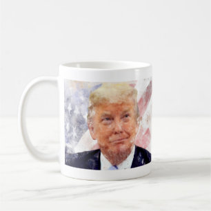 Donald Trump smiling with American flag Coffee Mug